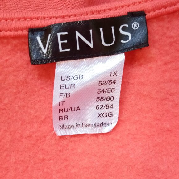 Venus Orange Tie Side Half Wrap Sweatshirt Dress 1X - Picture 4 of 10